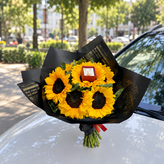 Ramo de Girasoles y Collar Giratorio