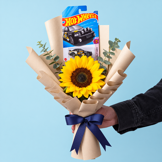 Ramo de 1 Girasol y 1 Hot Wheels