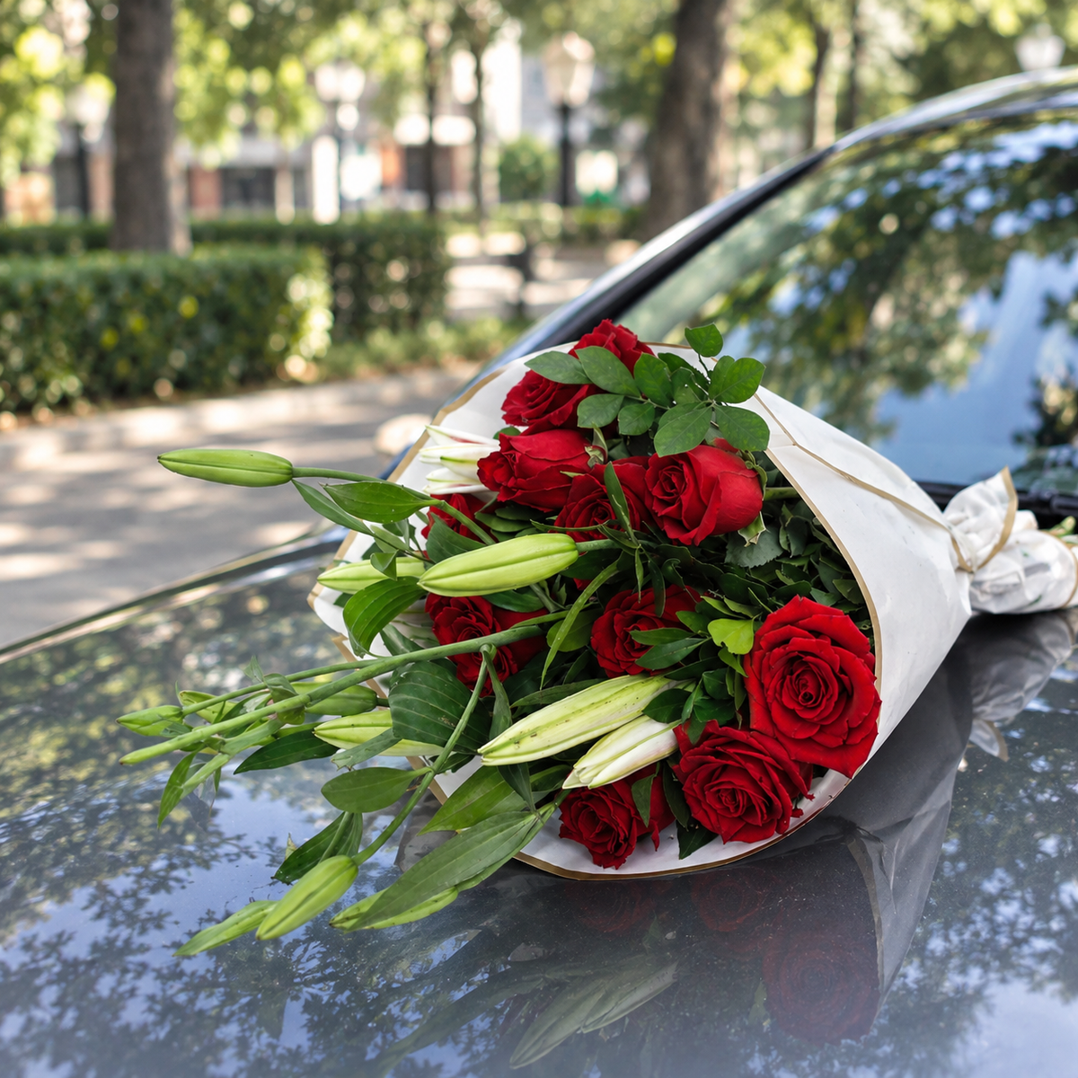 Ramo de Lirios y Rosas Rojas