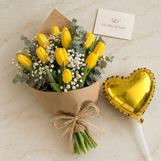 Ramo de Tulipanes Amarillos y Globo