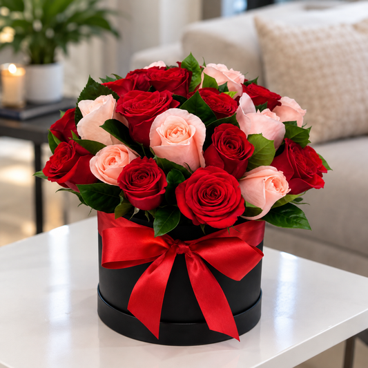 Box de Rosas Rojas y Rosadas