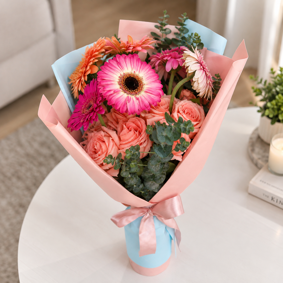 Ramo de Gerberas y Rosas Melón