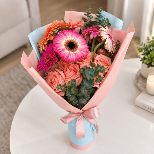 Ramo de Gerberas y Rosas Melón